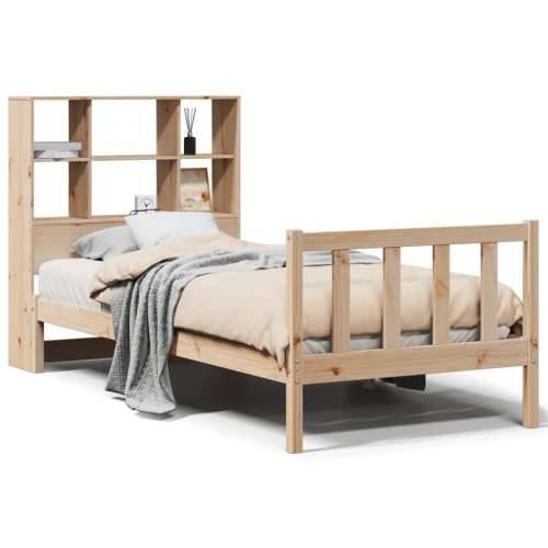 Krevet s regalom za knjige bez madraca 90x200 cm od borovine - Prirodna 90 x 200 cm Cijena