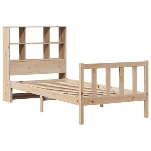 Krevet s regalom za knjige bez madraca 90x200 cm od borovine - Prirodna 90 x 200 cm Cijena