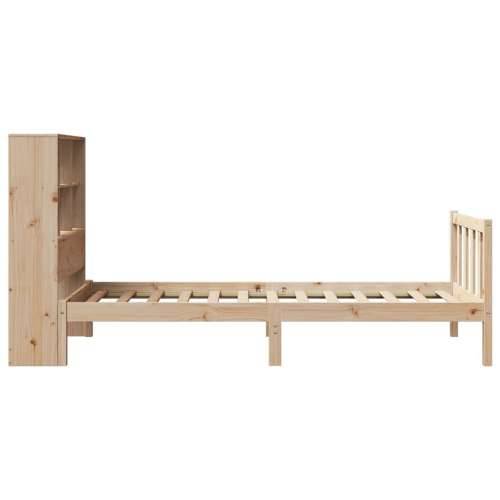 Krevet s regalom za knjige bez madraca 90x200 cm od borovine - Prirodna 90 x 200 cm Cijena