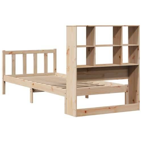 Krevet s regalom za knjige bez madraca 90x200 cm od borovine - Prirodna 90 x 200 cm Cijena