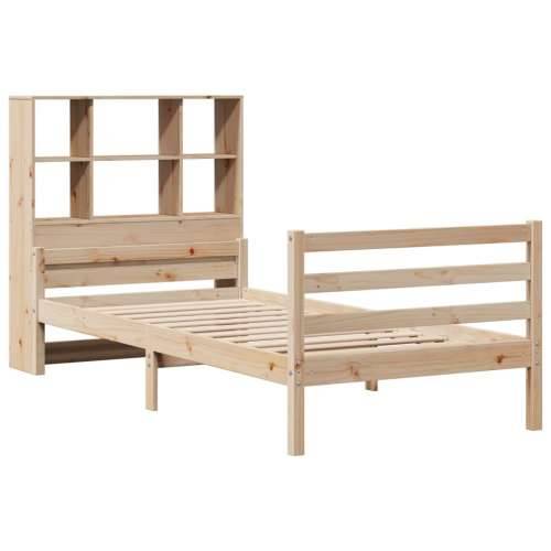 Krevet s regalom za knjige bez madraca 90x200 cm od borovine - Prirodna 90 x 200 cm Cijena