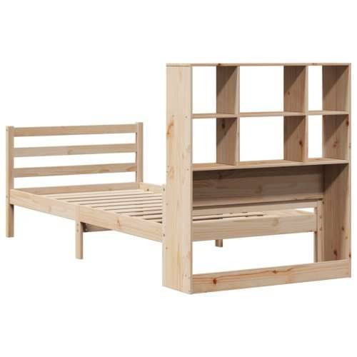 Krevet s regalom za knjige bez madraca 90x200 cm od borovine - Prirodna 90 x 200 cm Cijena