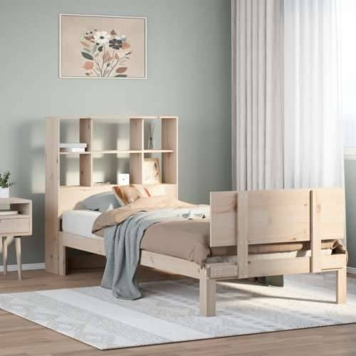 Krevet s regalom za knjige bez madraca 90x190 cm od borovine - Prirodna 90 x 190 cm Cijena