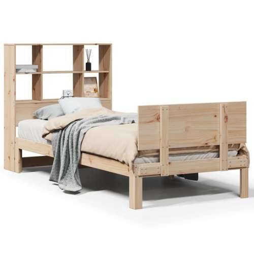 Krevet s regalom za knjige bez madraca 90x190 cm od borovine - Prirodna 90 x 190 cm Cijena
