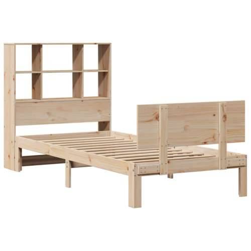 Krevet s regalom za knjige bez madraca 90x190 cm od borovine - Prirodna 90 x 190 cm Cijena