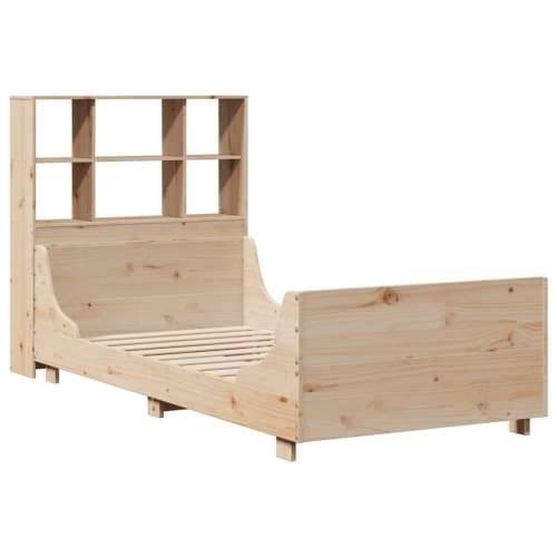 Krevet s regalom za knjige bez madraca 90x200 cm masivno drvo - Smeđa 90 x 200 cm Cijena