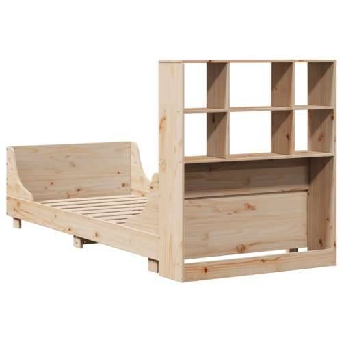 Krevet s regalom za knjige bez madraca 90x200 cm masivno drvo - Smeđa 90 x 200 cm Cijena