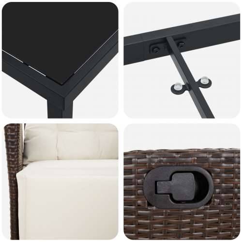 Set od 3 komada vrtne blagovaonske garniture smeđe poli-ratan Cijena