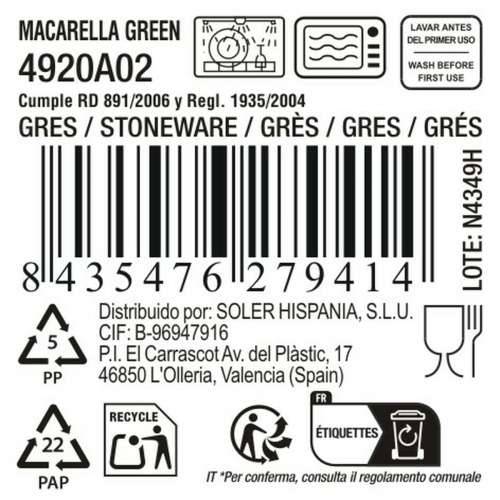 Plakans šķīvis La Mediterránea Macarella green Ø 26,5 cm (12 kom.) Cijena