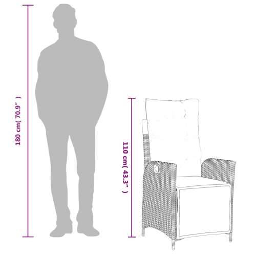 Vrtna garnitura - 9-dijelni vrtni blagovaonski set sivi od poliratana - Siva Dužina stola 190 cm 8 Cijena