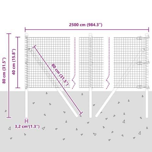 zavarena žičana ograda s 13 stubova Siva 0.4x25 m Čelik Cijena