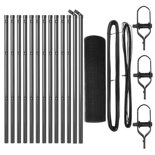 Set stubova za ograde Set od 2 Siva Plastika, Metal 25 x 0.5 m Cijena