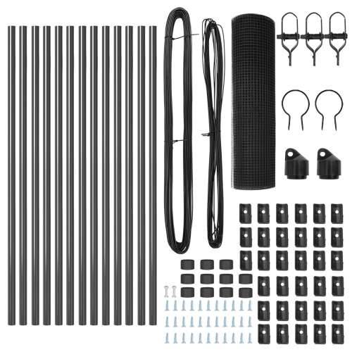 Set stubova za ograde Set od 2 Siva Plastika, Metal 25 x 0.5 m Cijena