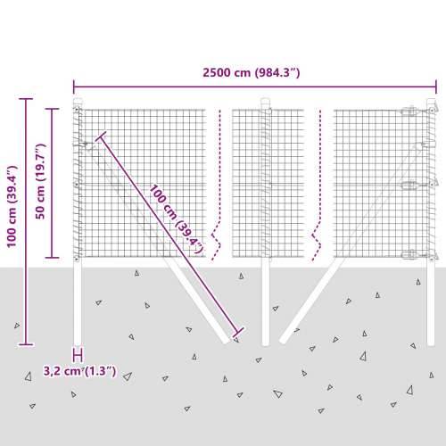 Set stupova za ogradu Set od 2 Siva Čelik 25 x 0.5 m Izdržljivo Cijena