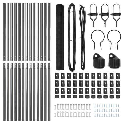 set sivih metalnih stupova ograde s PVC premazom Set od 2 Siva Cijena