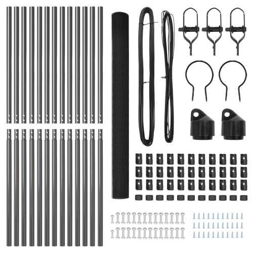 set čeličnih stupova Set od 2 Siva Čelik obložen prahom, PVC Cijena