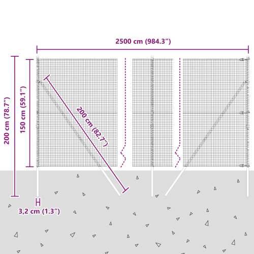 zavarena žica ograde s 13 stupova Siva 1.5x25 m Čelik Cijena