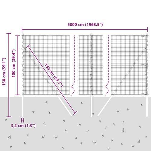 zavarena žičana ograda s 13 stupova Siva 1x50 m Čelik Cijena