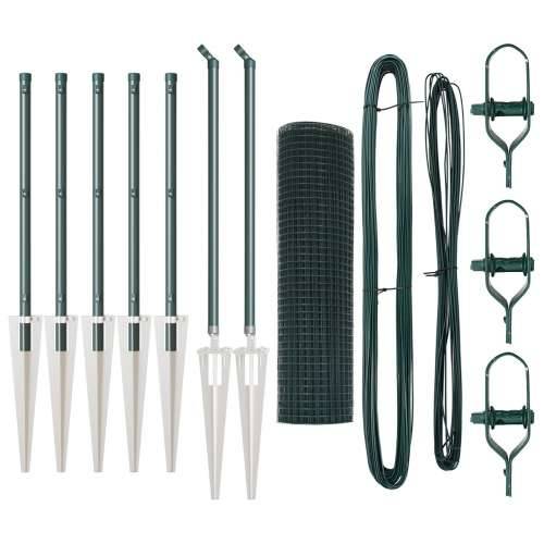 set za stupove ograde Set od 2 Zelena Metal 10 x 0.5 m Cijena