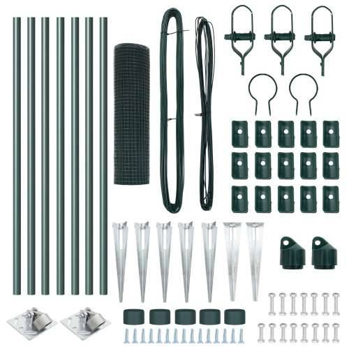 set za stupove ograde Set od 2 Zelena Metal 10 x 0.5 m Cijena
