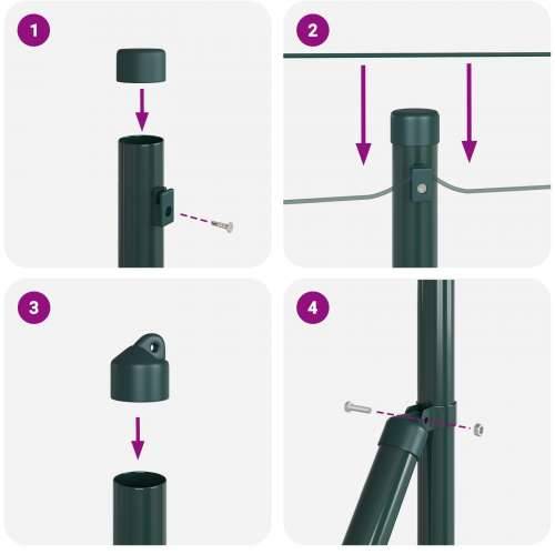set za stupove ograde Set od 2 Zelena Metal 10 x 0.5 m Cijena