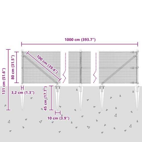 zavarena žičana ograda s 7 iskopnih postova Zelena 0.8x10 m Čelik Cijena