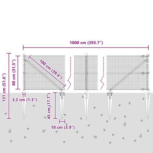 Zavarena Ograda s 7 Ekser Postova Zelena 0.8x10 m Čelik Cijena