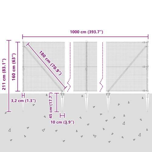 Zavarena Žičana Ograda s 7 Šiljatih Postova Zelena 1.6x10 m Čelik Cijena