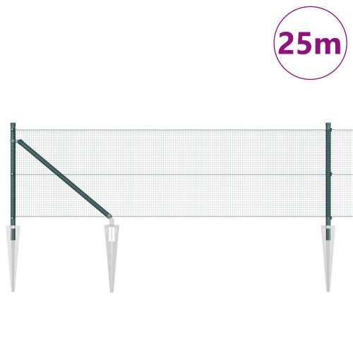 Zavarena žičana ograda s 13 šiljkastih postova Zelena 0.4x25 m Čelik Cijena