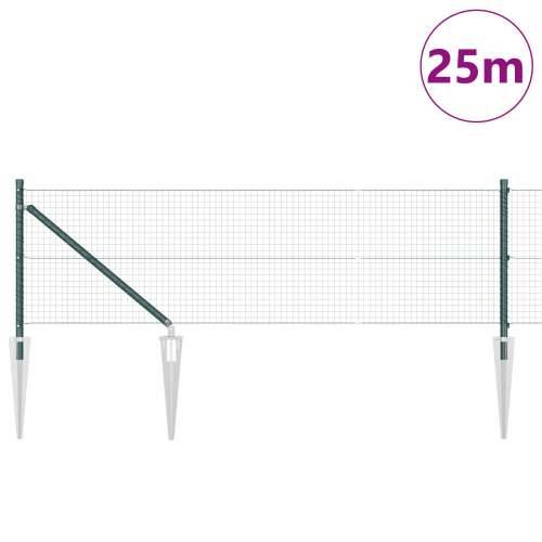 zavarena žičana ograda s 13 šiljatih stupova Zelena 0.8x25 m čelična Cijena