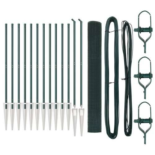 Set stupova za ogradu Set od 2 Zelena Metal i PVC 25 x 1 m Cijena