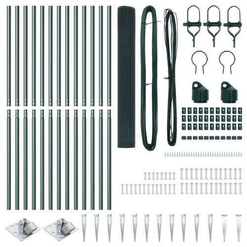 Set stupova za ogradu Set od 2 Zelena Metal i PVC 25 x 1 m Cijena
