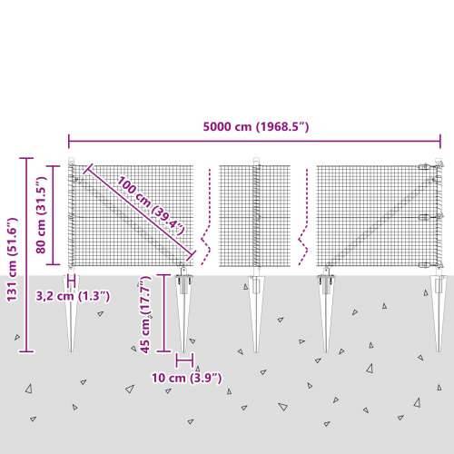 Zavarena Žičana Ograda sa 13 Šiljastih Stupova Zelena 0.8x50 m Čelik Cijena