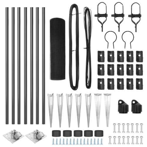 Sivi set stupova ograde Set od 2 Siva Pocinčani čelik 10 x 0.5 m Cijena