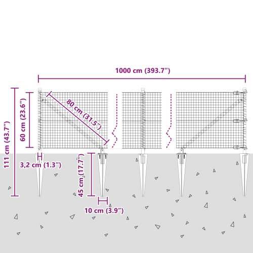 varena žičana ograda sa 7 tiplova Siva 0.6x10 m Čelik Cijena