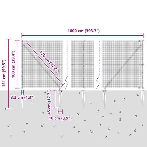 set stupova za ograde Set od 2 Siva Čelik obložen prahom 10 x 1 m Cijena