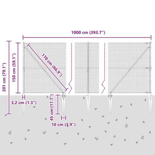 Zavarena Ograda sa 7 Šiljaka Siva 1.5x10 m Čelik Cijena