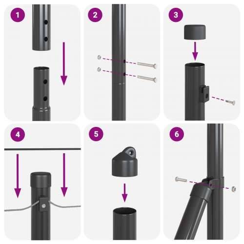 Set metalnih stubova za ograde Set od 2 Sivi Metal, Plastika Cijena