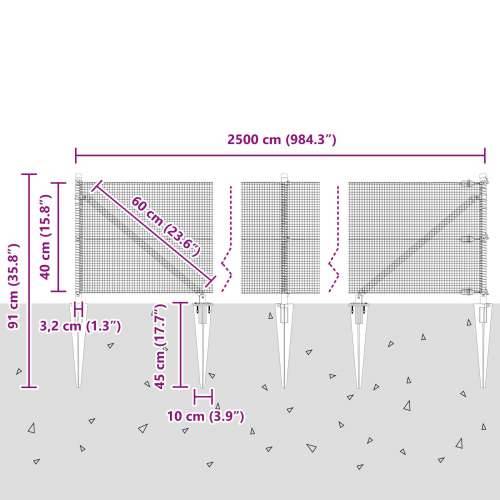 zavarena žičana ograda s 13 sidrenih stubova siva 0.4x25 m čelik Cijena