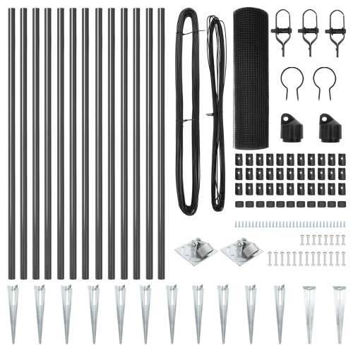 set ogradnih stupova 2 komada Siva, Crna Čelik, PVC 25 x 0.5 m Cijena