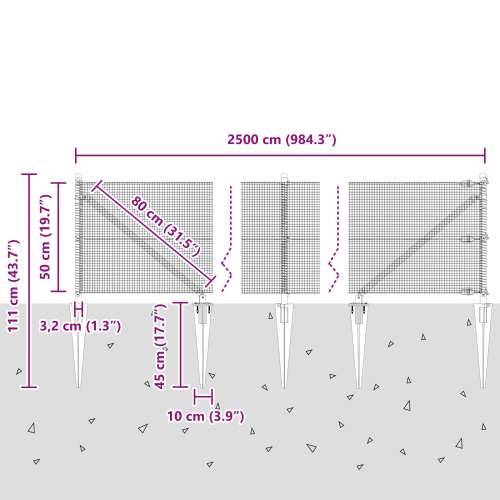set ogradnih stupova 2 komada Siva, Crna Čelik, PVC 25 x 0.5 m Cijena