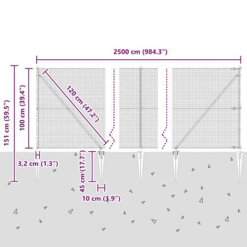Sivi štap za ograde Set od 2 Siva Čelik Srednji Izdržljiv Cijena