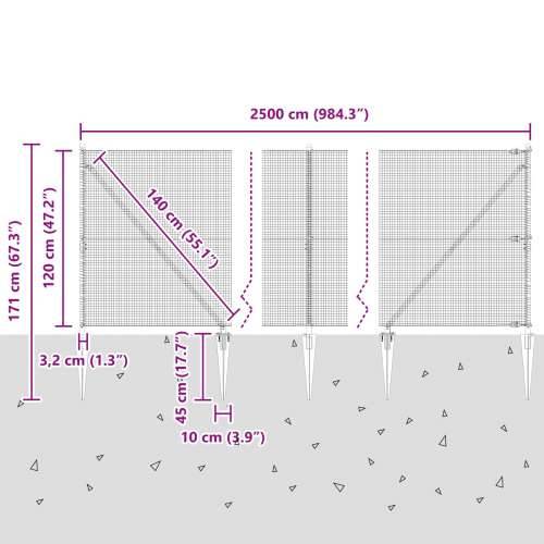 zavarena žičana ograda s 13 klinova siva 1.2x25 m čelik Cijena