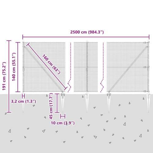 zavarena žičana ograda sa 13 šiljaka Siva 1.4x25 m Čelik Cijena