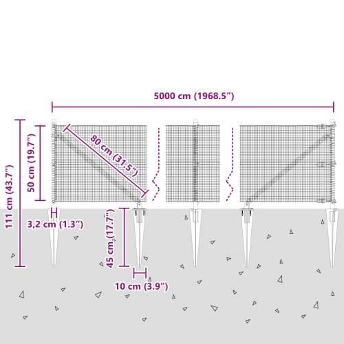 Zavarena Ograda s 13 Oštrih Stabljika Siva 0.5x50 m Čelik Cijena