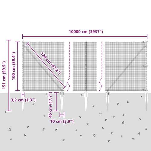 Mrežasta ograda s 13 igala za zabijanje Siva 1x100 m Čelik Cijena