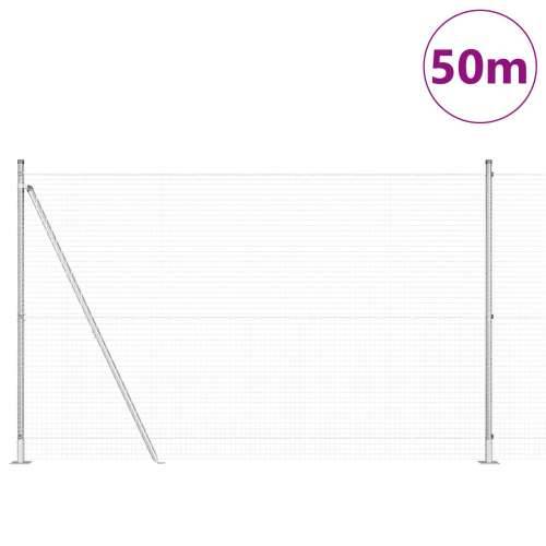 Zavarena Ograda s 13 Flanširanih Stupova 1.4x50 m Galvanizirani Čelik Cijena