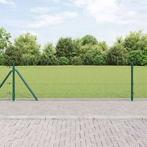Zavarena Žičana Ograda s 7 Flanš Stubovima Zelena 0.4x10 m Čelik Cijena