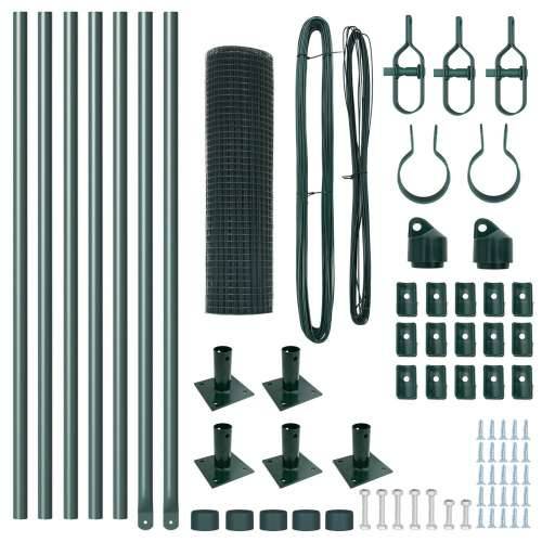set stupova za ogradu Set od 2 Zeleni Metal 10 x 0.5 m Čvrsto Cijena