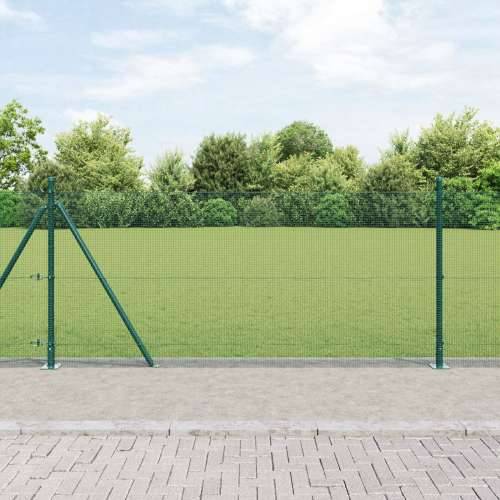 zavarena žičana ograda s 7 stupova s ogradnim viškom Zelena 0.8x10 m Čelik Cijena
